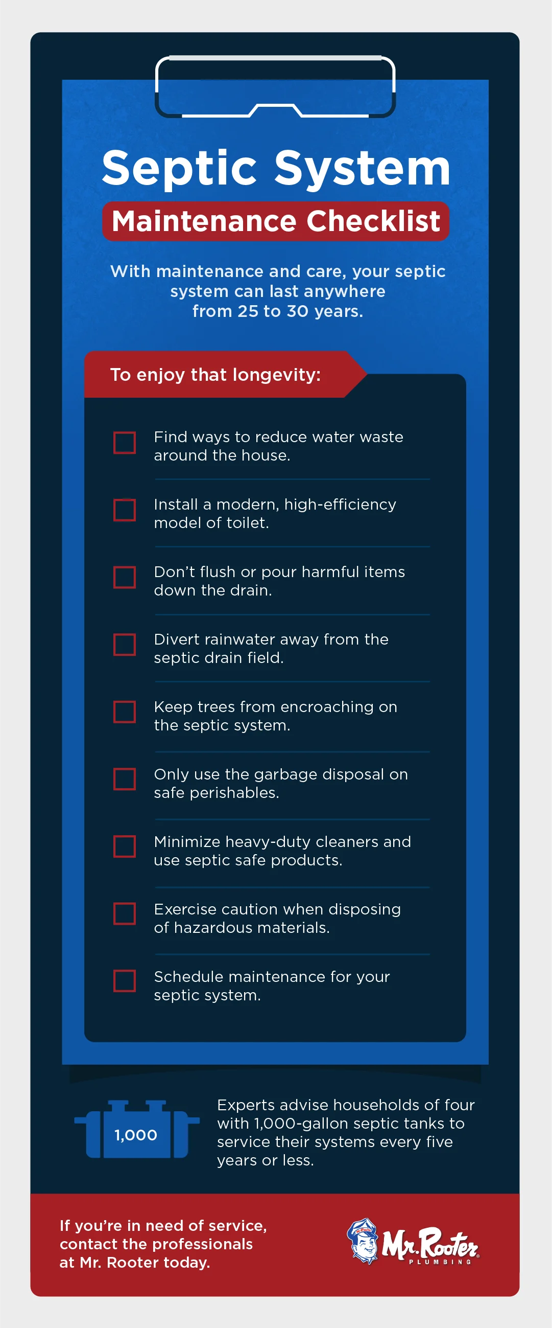 septic system maintenance checklist