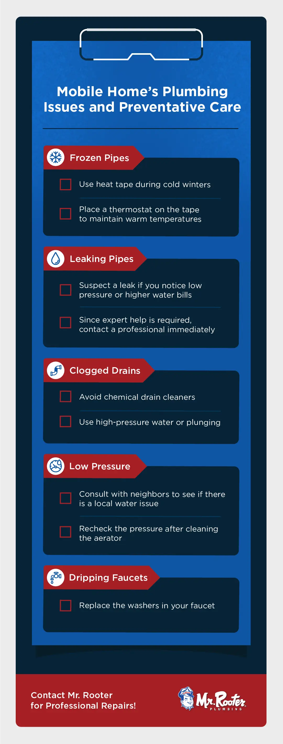 mobile home plumbing checklist