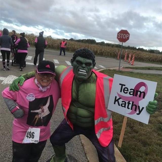 A hulk clown with team Kathy