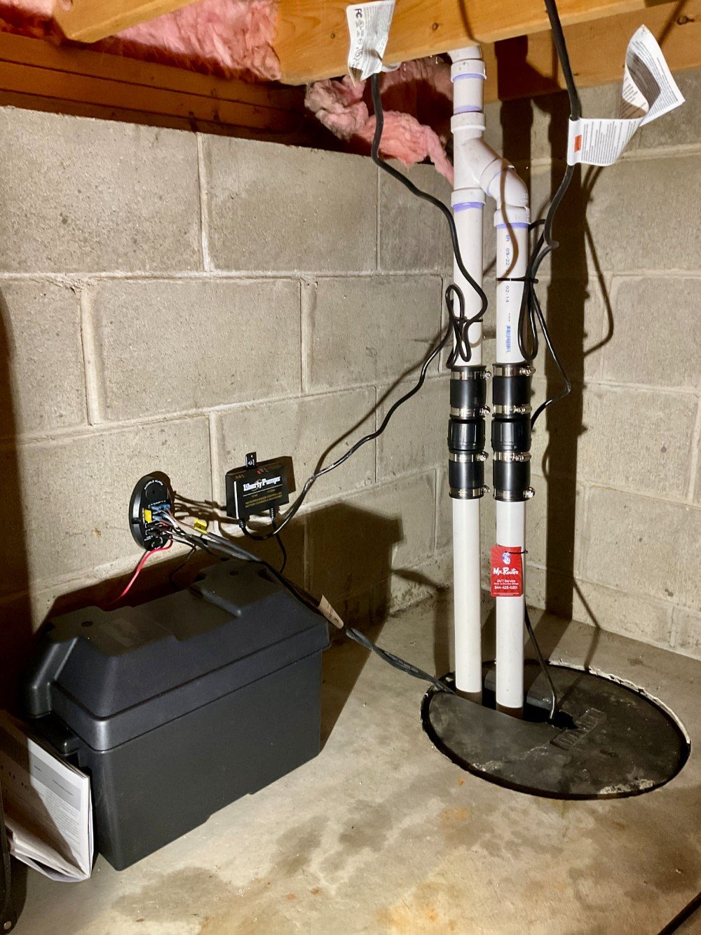 Emergency Sump Pump with Battery Back Up repair, replacement and installation, flooded basement, water in basement,