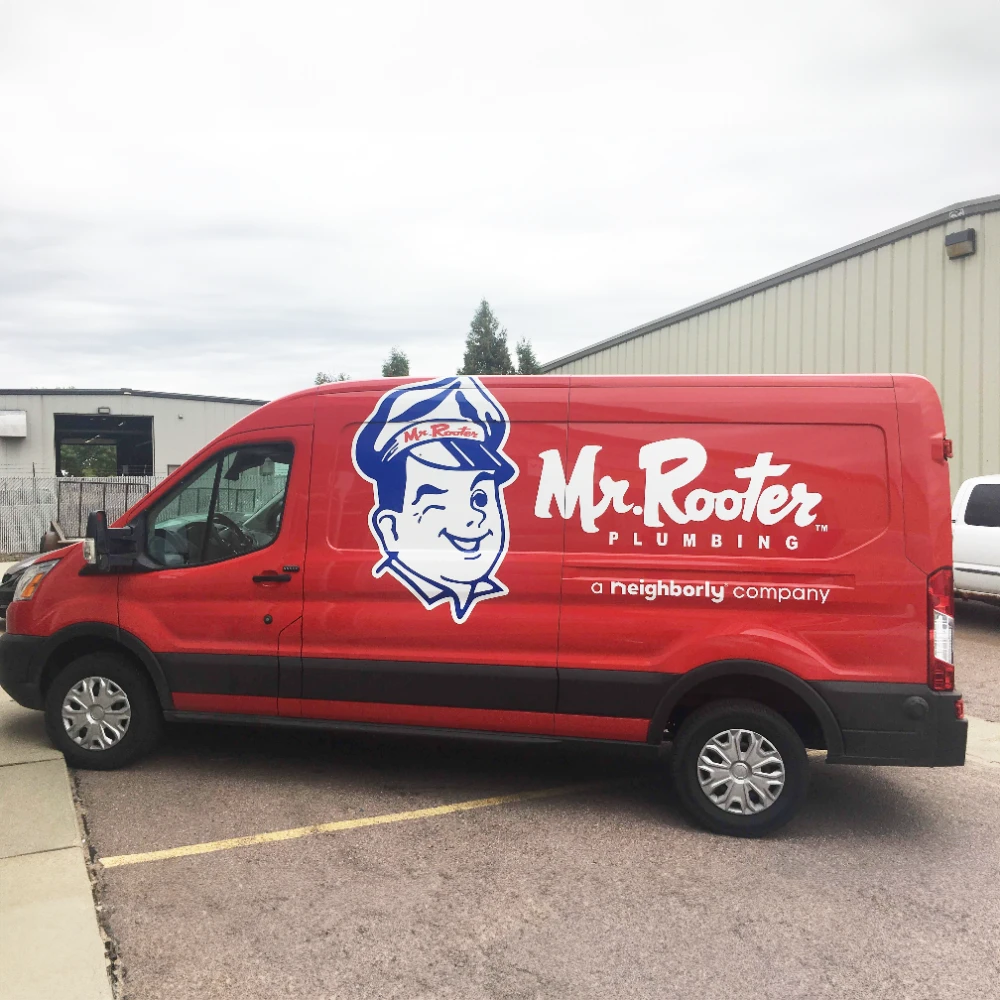 Red Van with Mr. Rooter Logo