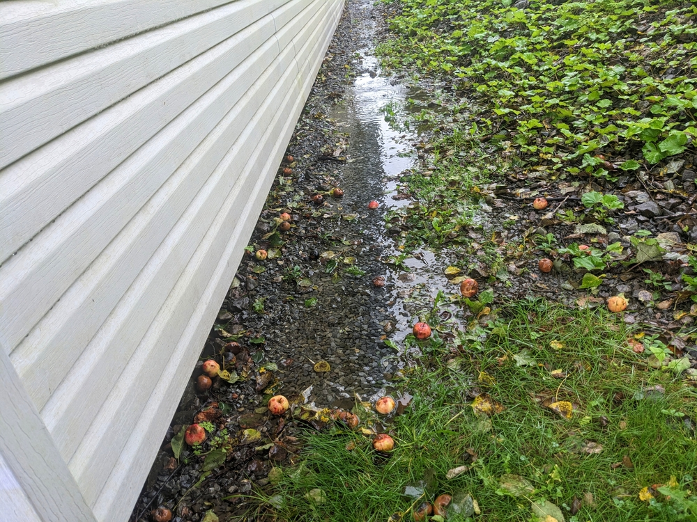 Pooling Water Beside House Foundation.