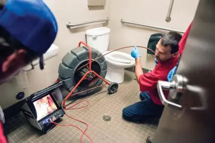 plumber snaking a drain