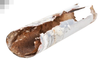 close-up of a corroded pipe