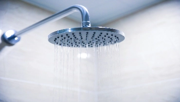 Water pouring from a shower head