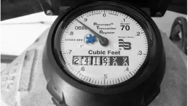 Water meter close up.